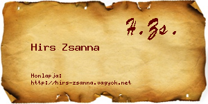 Hirs Zsanna névjegykártya